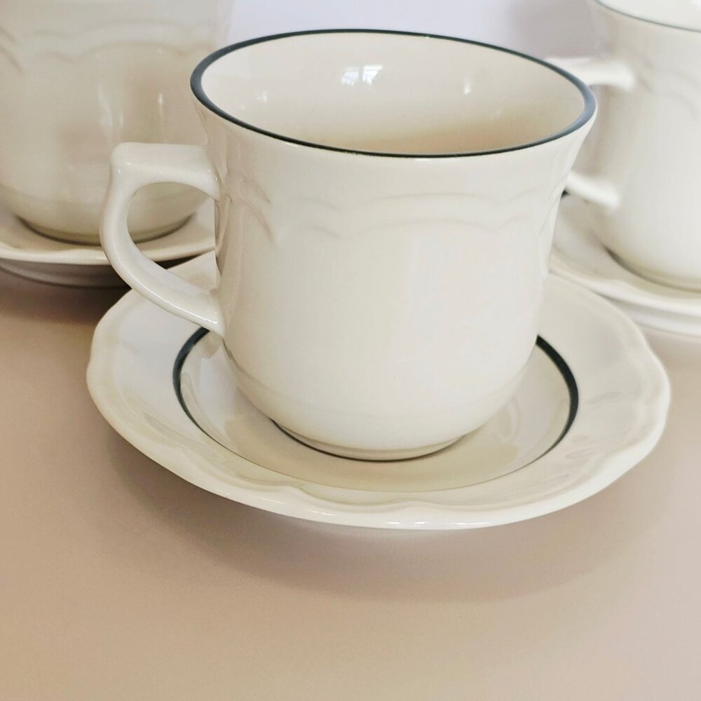 Pfaltzgraff Snow Village Cups & Saucers 3sets Christmas holiday beverage vtg 90s - Picture 8 of 11